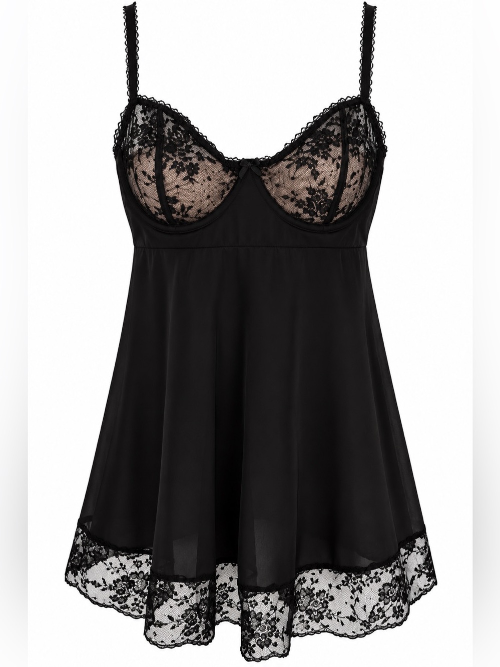 Black Lace Babydoll Chemise Slip - Women Intimates